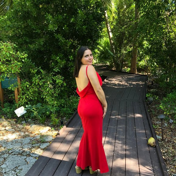 Sexy Red Open back long red dress perfect for Parties. - Picture 3 of 3